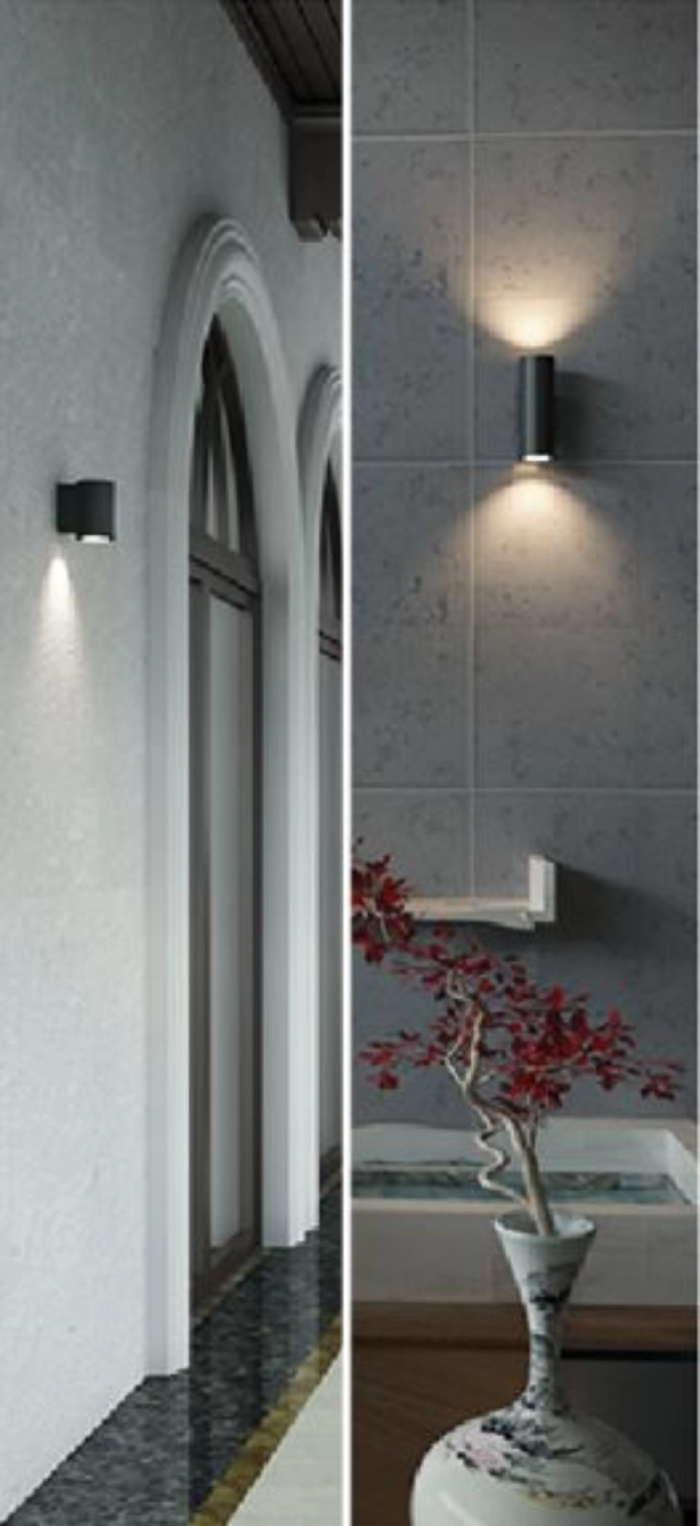 YET OUTDOOR SERIES W1000-1/ W1000-2 IP65 BLACK GU10 WALL LIGHT FITTING ONLY