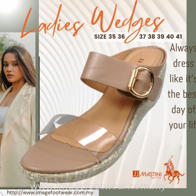 JJ Mastini Ladies 2.5 inch Open Toe Style Wedges-JM-51-50141-NUDE Colour