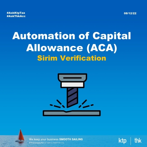 How to pass the SIRIM verification requirement of the machine for Automation Capital Allowance (ACA)