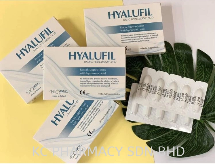 Hyalufil Rectal Suppositories (10mg Hyaluronic Acid) 10's - KECUTKAN BUASIR