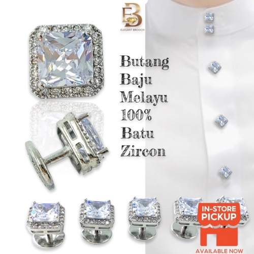 Elegant Brooch Eksklusif Butang Baju Melayu Nikah Batu Zircon [Free Box] Button Cubic Zirconia Muslimin BTCZ52