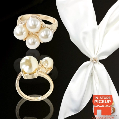 Elegant Brooch Kerongsang Cincin Tudung Bawal Mutiara Brooch Ring Pearl Scarf Buckle R3161