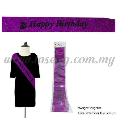 Happy Birthday Glitter Sash with Cake - Magenta (P-AC-SAHBCKG-MA)