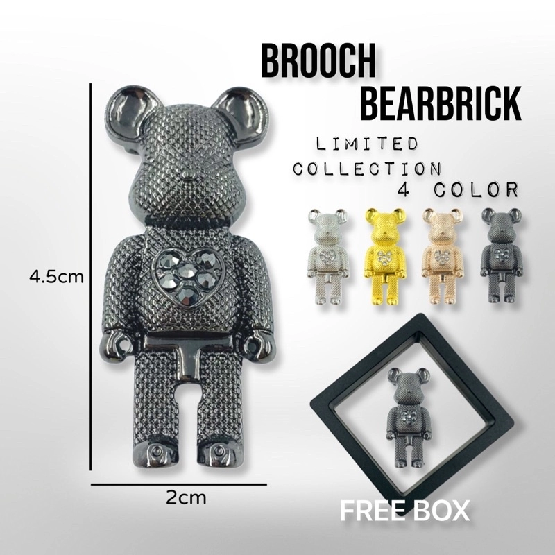 BEARBRICK [Free Box] Limited Collection Fashion Gift Kerongsang Bahu Pin Tudung