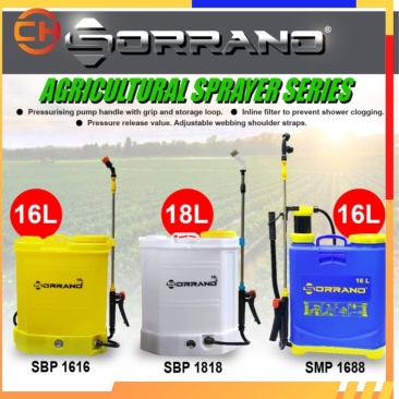 SORRANO 16L KNAPSACK SPRAYER PUMP RACUN / PAM RACUN SERIES MANUAL / BATTERY ( SBP 1616 - BATTERY / SMP 1688 - MANUAL )