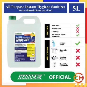 Hardex All Purpose Disinfectant Solution Lemon Fragrance (Ready To Use) / For SMOKE & FOGGING 5 Litres (Instant Hygine Sanit )