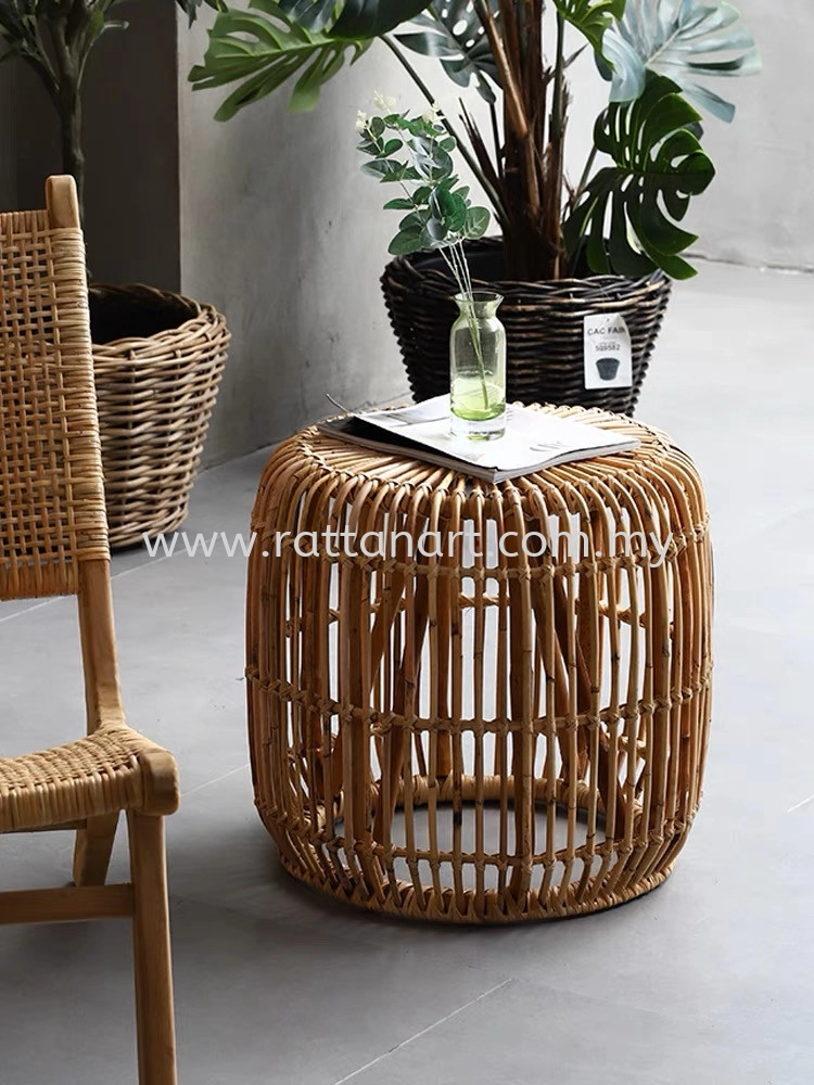 RATTAN STOOL/ BEDSIDE TABLE