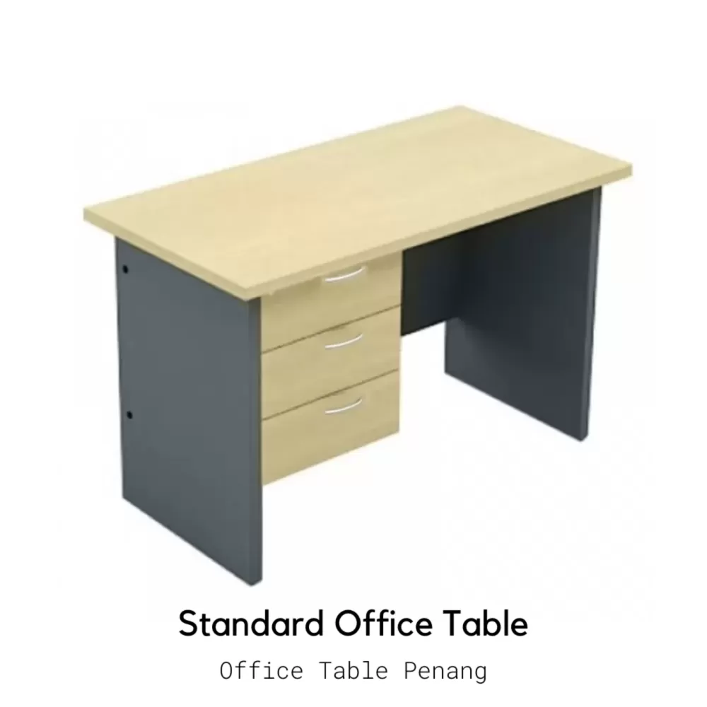 Standard Office Rectangle Table Set C/W Fixed Pedestal 3D I Writing Table  I Office Table Penang