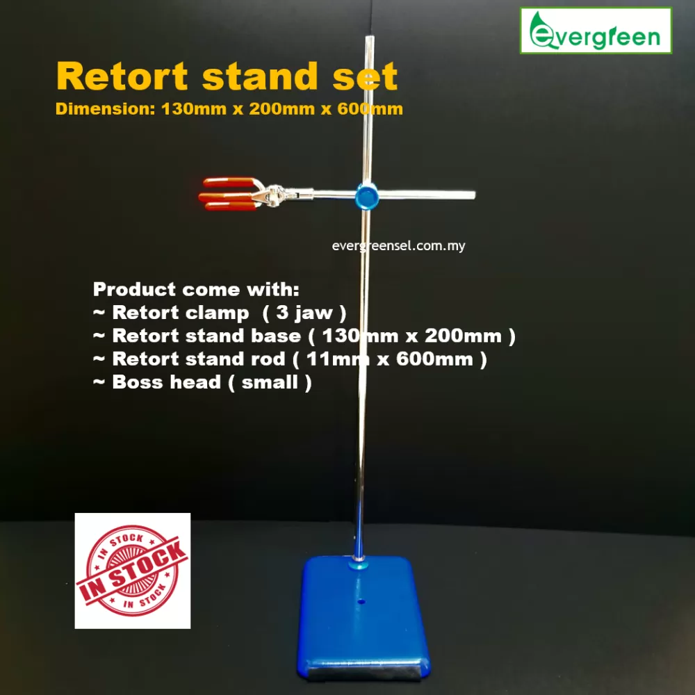 Retort Stand COMPLETE SET Stainless steel set including retort clamp & boss head
