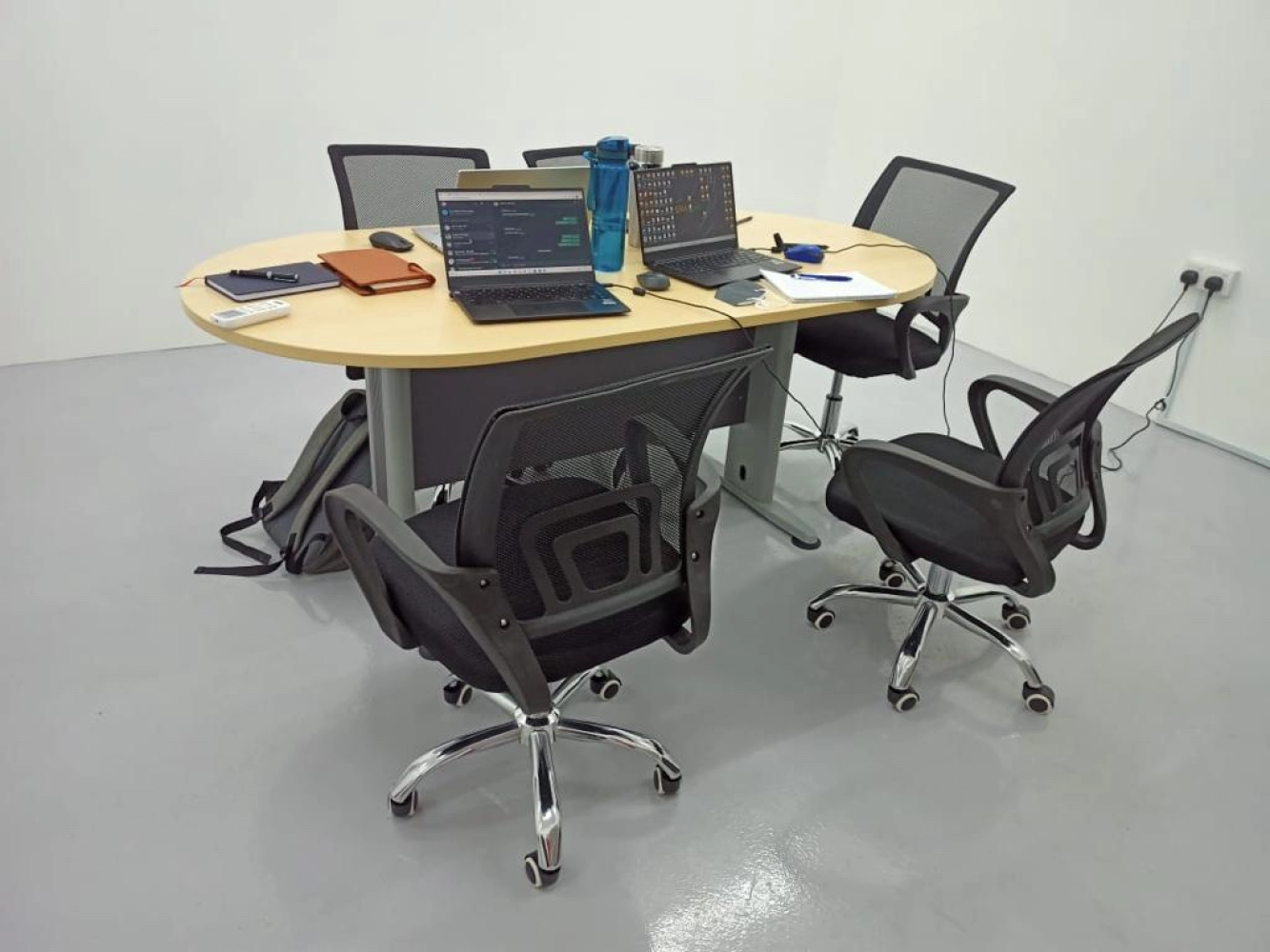 Oval Conference Table for 6 Pax | Low Back Office Chair | Office Table Penang
