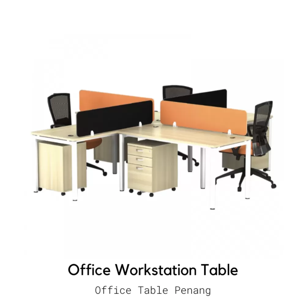 4 Seater Office Desk Table Workstation with Partition | Office Table Penang