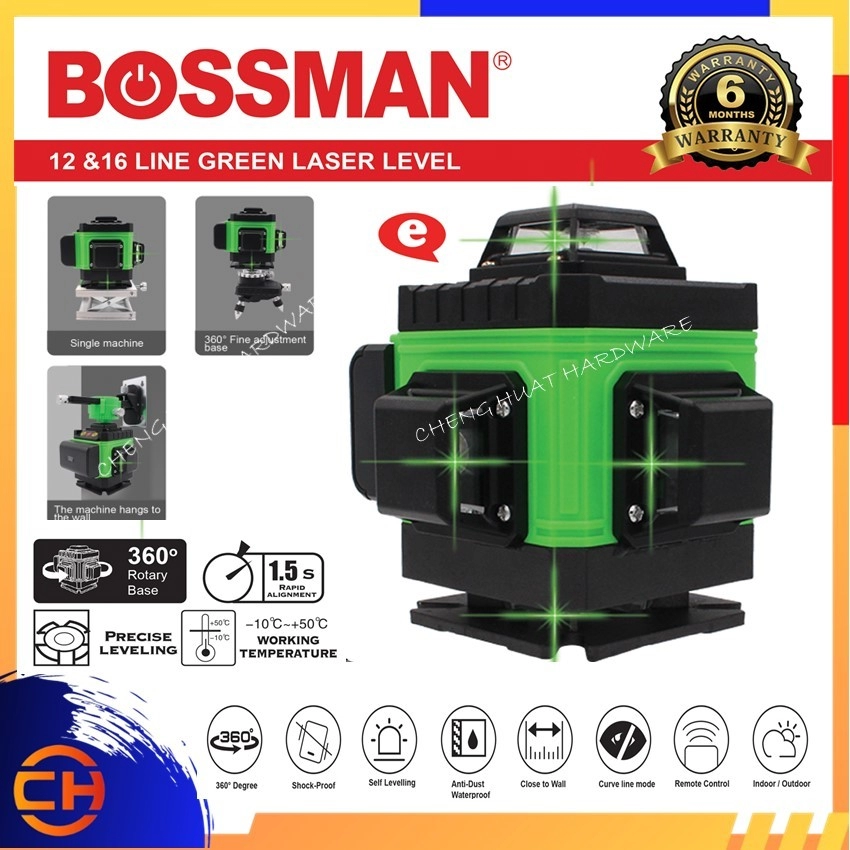 BOSSMAN ECO-SERIES BGE-012 / BGE012 12 Line (3D) Green Laser Level Machine