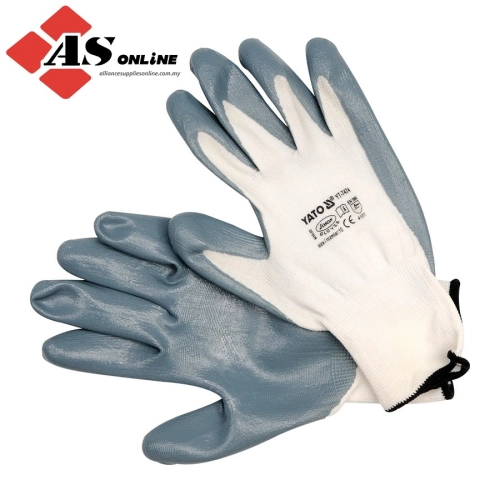 YATO Grey Nitrile Working Gloves / Model: YT-7474