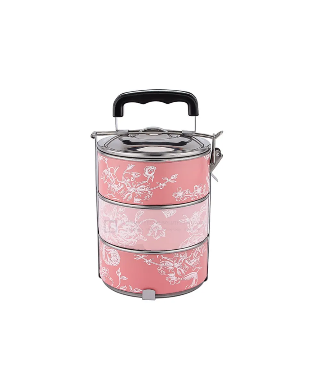 Tiffin Pink Stainless Steel 3 Tiers  - 08