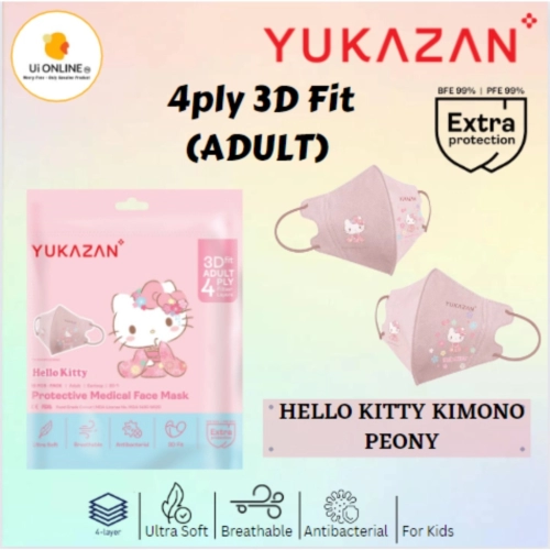Yukazan 4ply 3D Protective Medical Face Mask Hello Kitty Kimono Peony -  tokopie