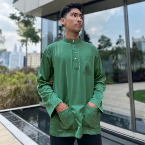 Cekak Musang Slim Fit (Baju Sahaja) Sage Green