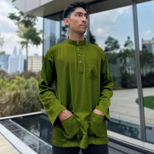 Cekak Musang Slim Fit (Baju Sahaja) Olive Green