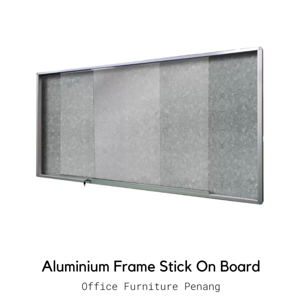 Aluminium Frame Stick On Board Board Sliding Glass Cabinet