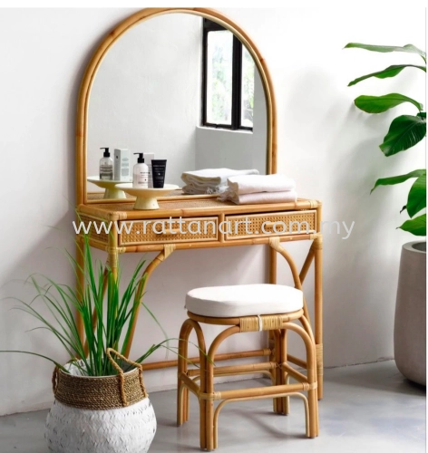 RATTAN DRESSING TABLE & STOOL