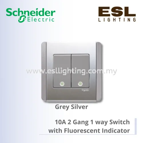 SCHNEIDER NEO SERIES VERTICAL DOLLY SWITCHES 10A 2GANG 1WAY SWITCH GREY SILVER E3032V1 FGGS