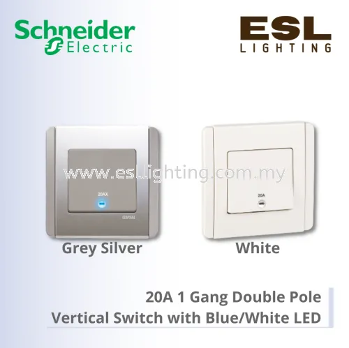 SCHNEIDER NEO SERIES VERTICAL DOLLY 1GANG DOUBLE POLE SWITCH E3031VD20_EBGS E3031VD20_EWWW