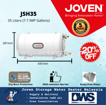 Joven JSH35 (35L) Storage Water Heater Tank - 35 Litres
