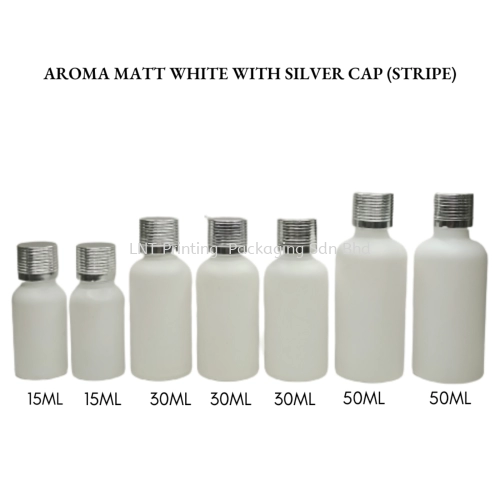 Aroma Matt White bottle with Silver Cap (STRIPE)