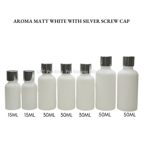 Aroma Matt White Bottle with Silver Screw Cap 