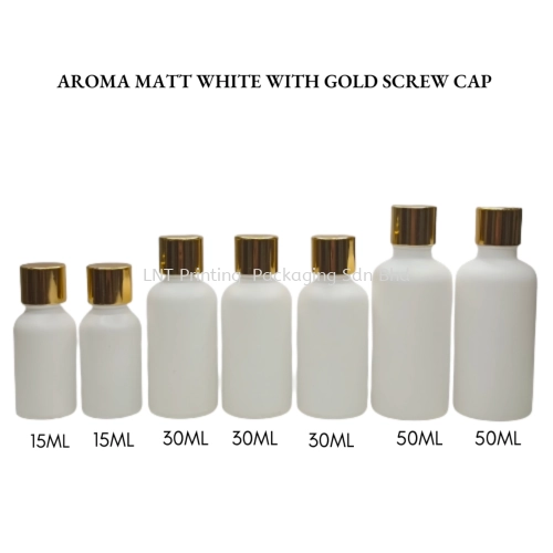 Aroma Matt White Bottle with Gold Screw Cap 