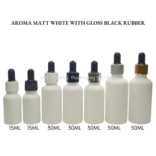 Aroma Matt White Bottle with Dropper Gloss Black Rubber 