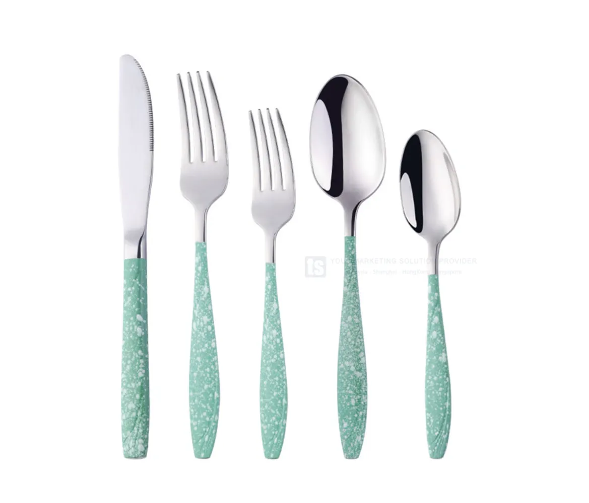 Green Painting Design Cutlery Set - 02