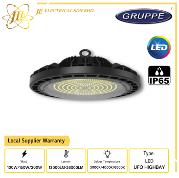 GRUPPE ICONUFO 220-240V 13000LM-26000LM 110D IP65 BLACK LED UFO HIGHBAY [100W/150W/200W][3000K/4000K/6500K]