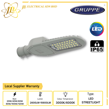 GRUPPE VEN 100-277V 2600LM-15600LM IP65 GREY LED STREETLIGHT [20W/40W/60W 80W/100W/120W][3000K/6000K]
