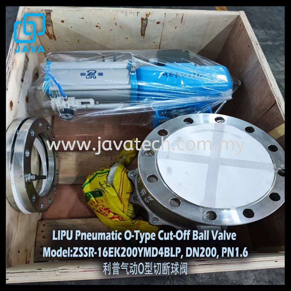 LIPU Pneumatic O-Type Cut-Off Ball Valve  Model:ZSSR-16EK200YMD4BLP, DN200, PN1.6