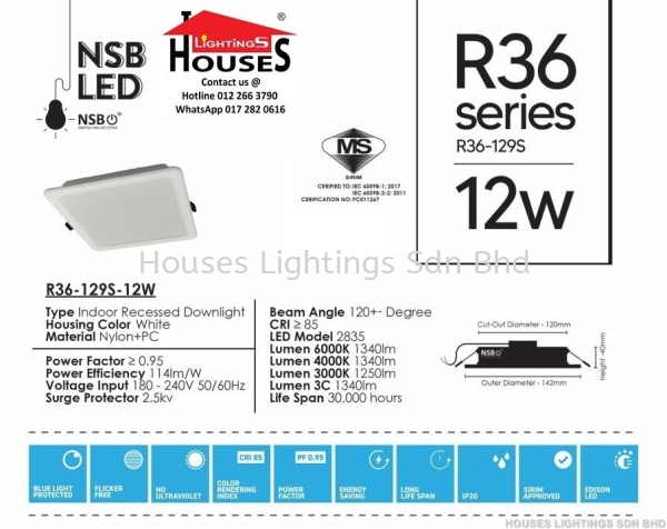 NSB R36-129S-12W (DL CW WW) NSB Led Downlight Selangor, Malaysia, Kuala Lumpur (KL), Puchong Supplier, Suppliers, Supply, Supplies | Houses Lightings Sdn Bhd