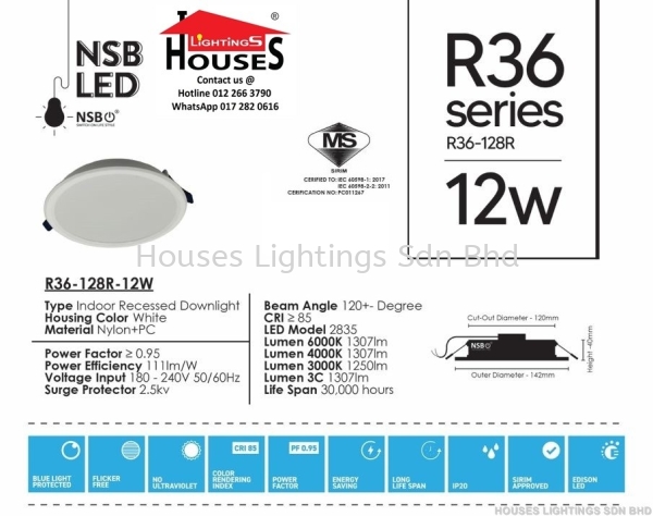 NSB R36-128R-12W (DL CW WW) NSB Led Downlight Selangor, Malaysia, Kuala Lumpur (KL), Puchong Supplier, Suppliers, Supply, Supplies | Houses Lightings Sdn Bhd