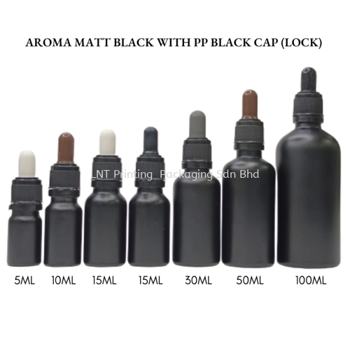 Aroma Matt Black Bottle with Black PP Cap (LOCK)