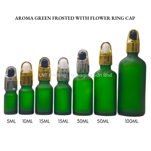 Aroma Green Frosted Bottle with Flower Ring Cap 