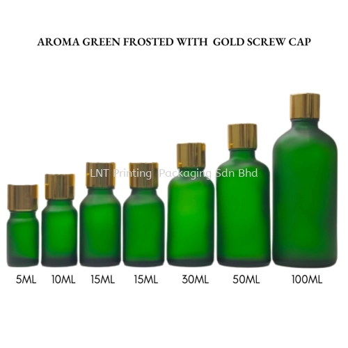 Aroma Green Frosted Bottle with Gold Screw Cap