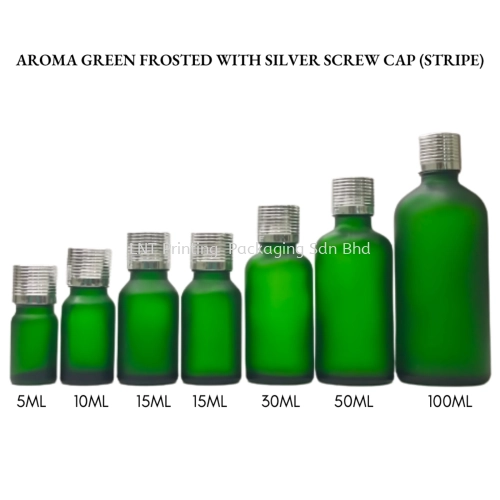 Aroma Green Frosted Bottle with Silver Cap (STRIPE)