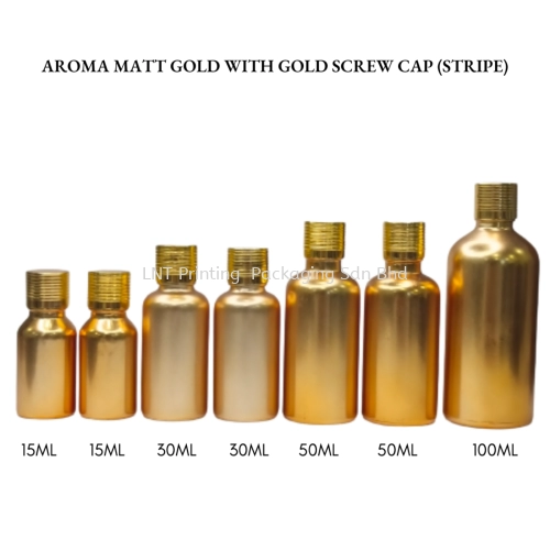 Aroma Matt Gold Bottle with Gold Screw Cap (STRIPE)