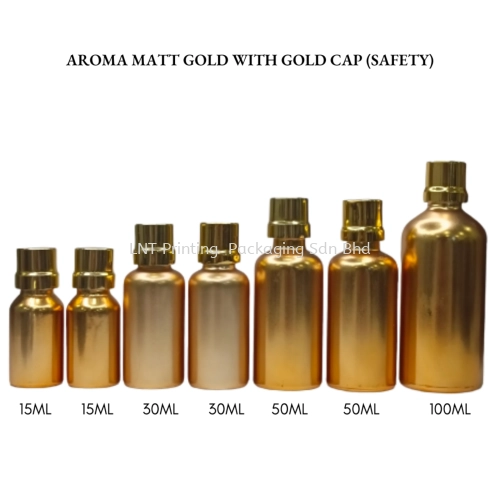 Aroma Matt Gold Bottle with Gold Cap (SAFETY)