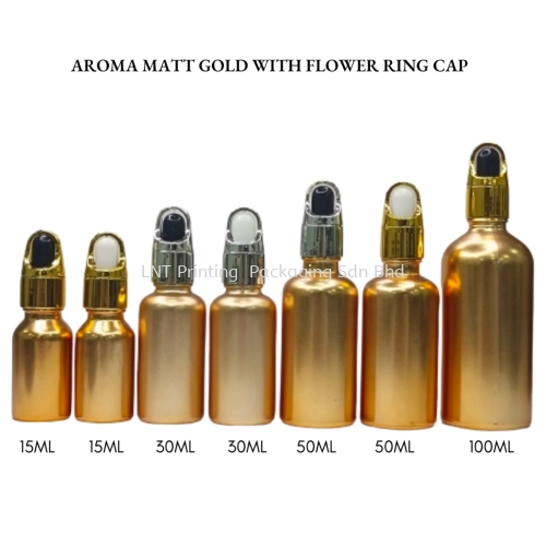 Aroma Matt Gold Bottle with Flower Ring Cap