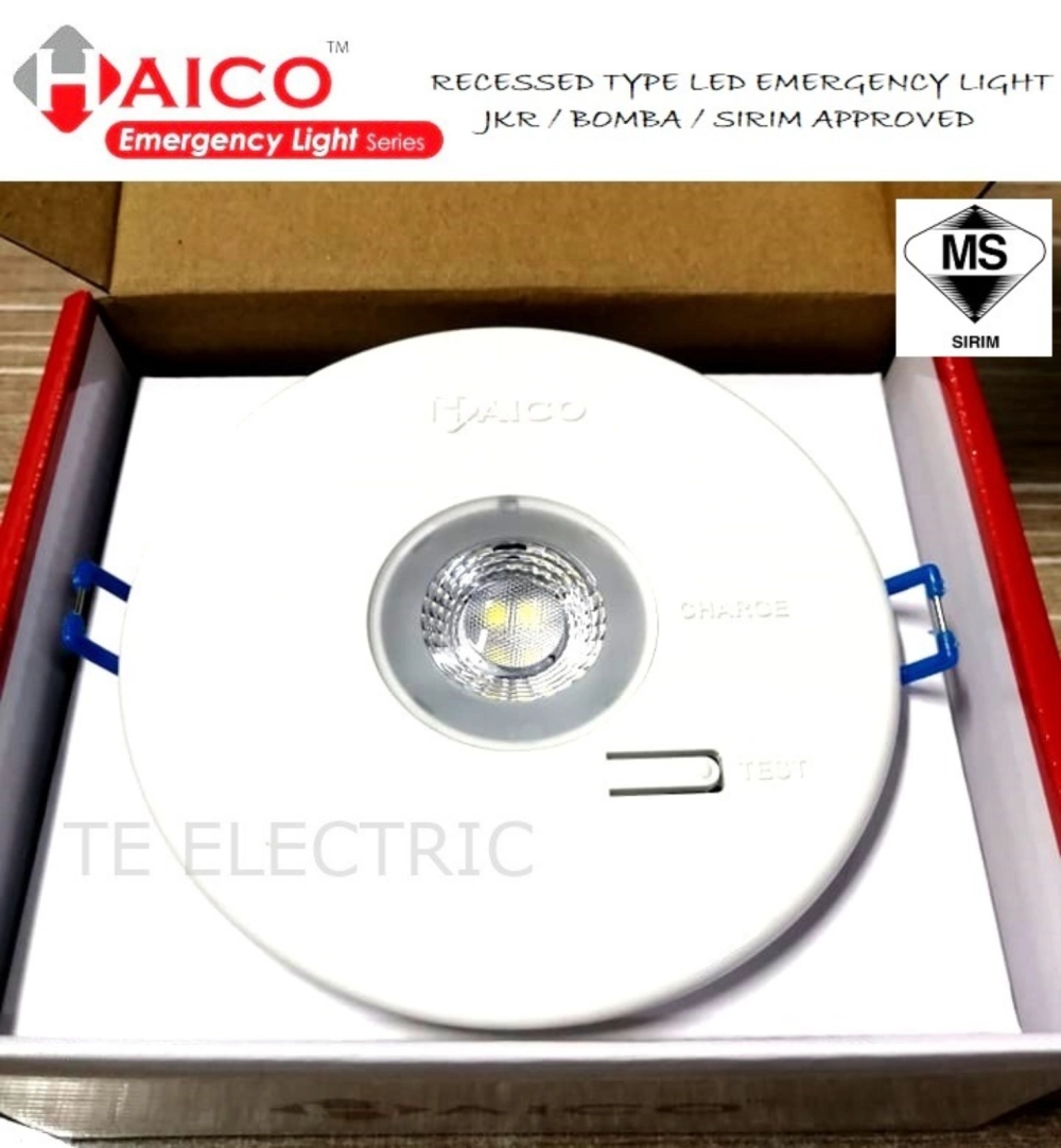 HAICO HEL-R100 RECESSED TYPE EMERGENCY LIGHT OSRAM LED CHIPS JKR / BOMBA / SIRIM APPROVED POWER FACTOR >0.9