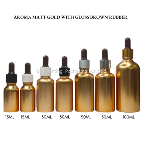 Aroma Matt Gold Bottle with Gloss Brown Rubber 
