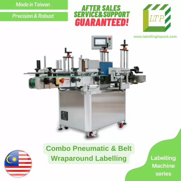 Combo Pneumatic & Belt Wraparound (Round Bottle) Labelling Machine (Taiwan)