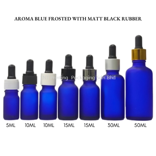 Aroma Blue Frosted Bottle with Matt Black Rubber