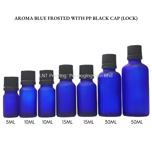Aroma Blue Frosted Bottle with PP Black Cap