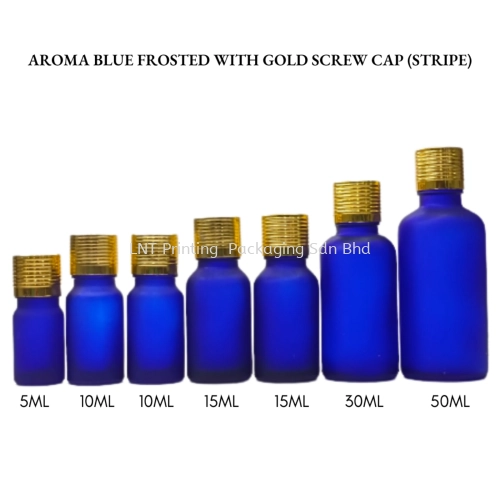 Aroma Blue Frosted Bottle with Gold Cap (STRIPE)