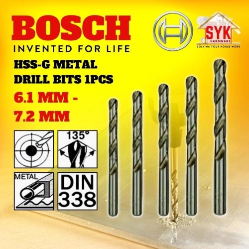 SYK BOSCH Drill Bit Metal HSS-G Rotary Hammer Drill Bit (1Pcs) 6.1mm - 7.2mm Mata Drill Besi Mata Bor Besi
